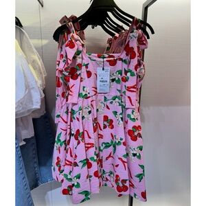 Size Medium | Zara | Viral Pink Dress with Cherry Print